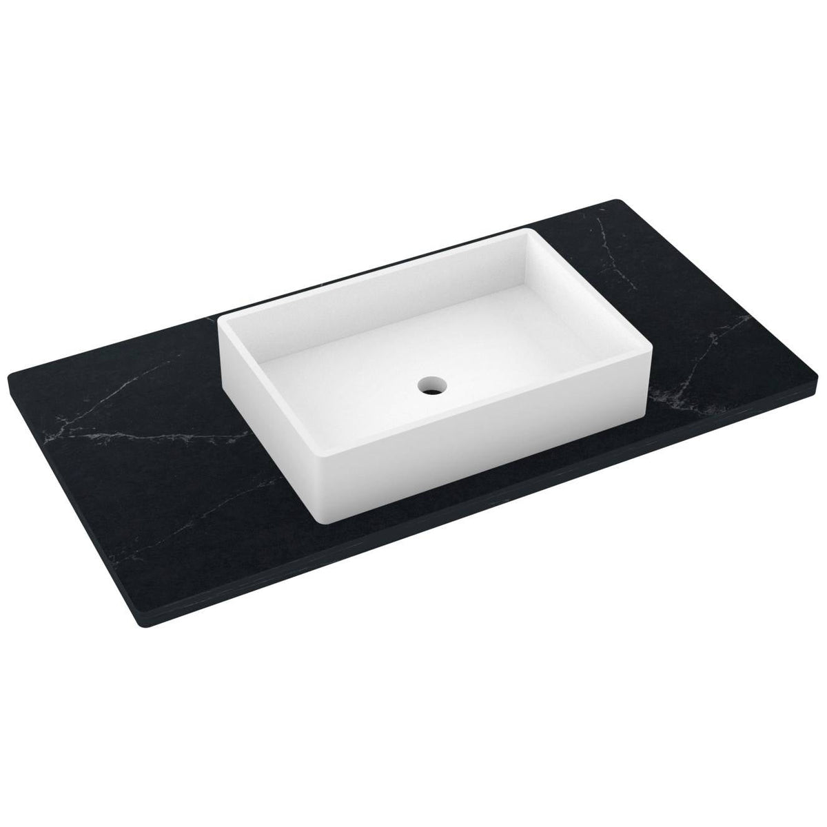 Vanderloc 43&quot; Silestone® Quartz Vanity Top Single Vigo Centered Sink – Eternal Charcoal – Widespread – Not Included