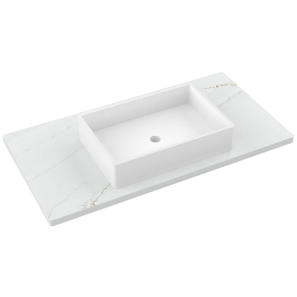 Vanderloc 43&quot; Silestone® Quartz Vanity Top Single Vigo Centered Sink – Ethereal Glow – Widespread – Not Included