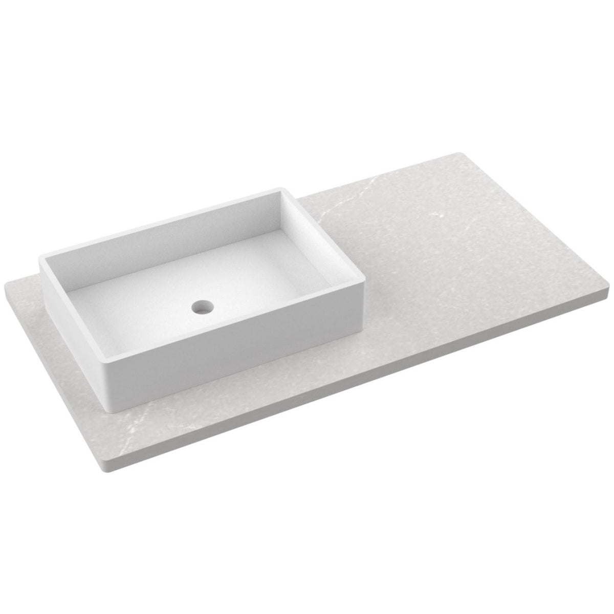Vanderloc 43&quot; Silestone® Quartz Vanity Top Single Vigo Left Offset Sink – Desert Silver – No Hole – Not Included