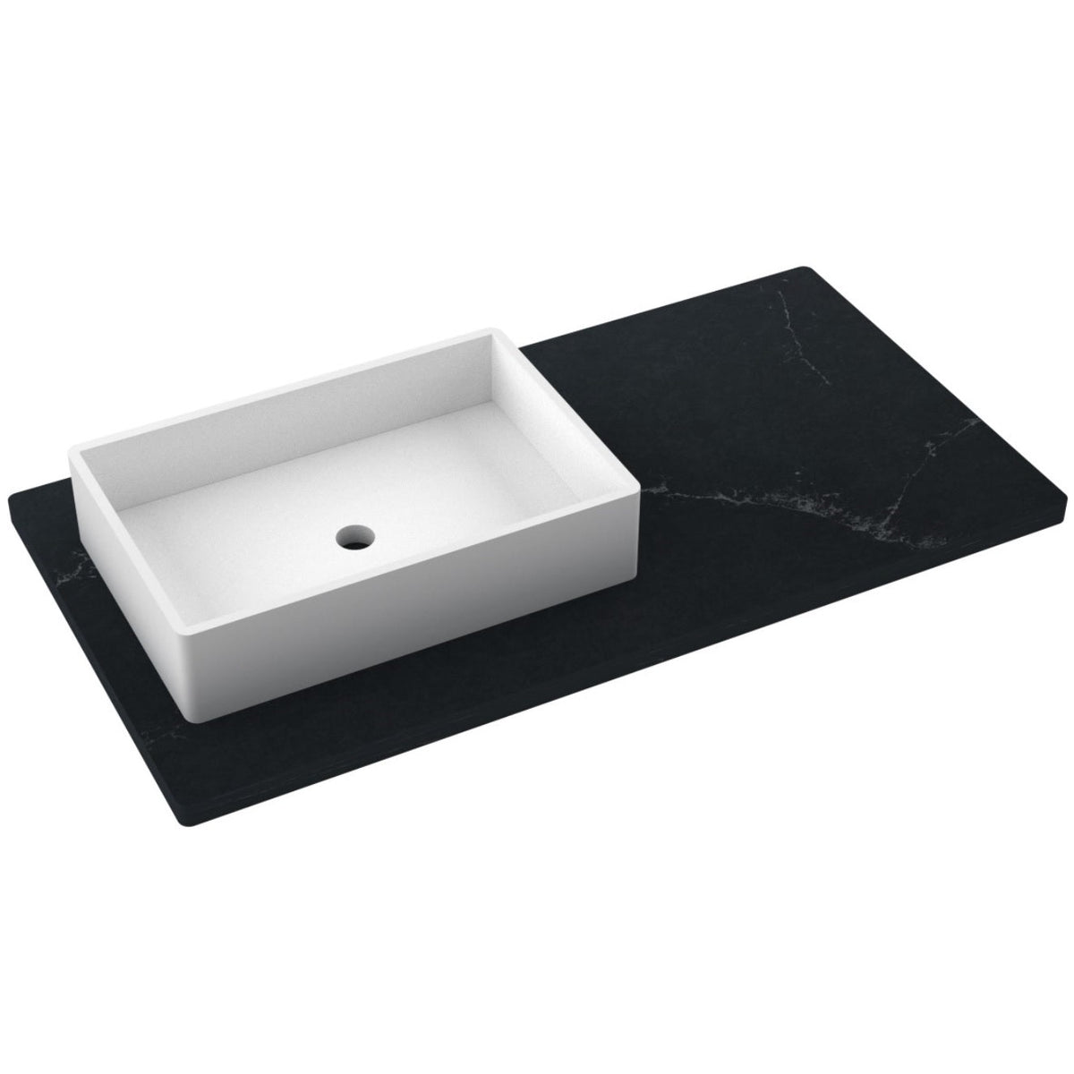 Vanderloc 43&quot; Silestone® Quartz Vanity Top Single Vigo Left Offset Sink – Eternal Charcoal – No Hole – Not Included