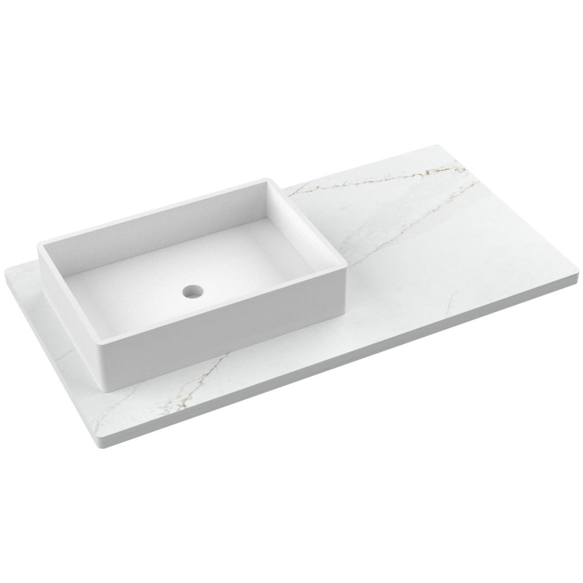 Vanderloc 43&quot; Silestone® Quartz Vanity Top Single Vigo Left Offset Sink – Ethereal Glow – No Hole – Not Included