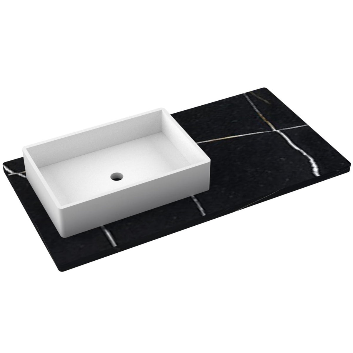 Vanderloc 43&quot; Silestone® Quartz Vanity Top Single Vigo Left Offset Sink – Eternal Noir – No Hole – Not Included