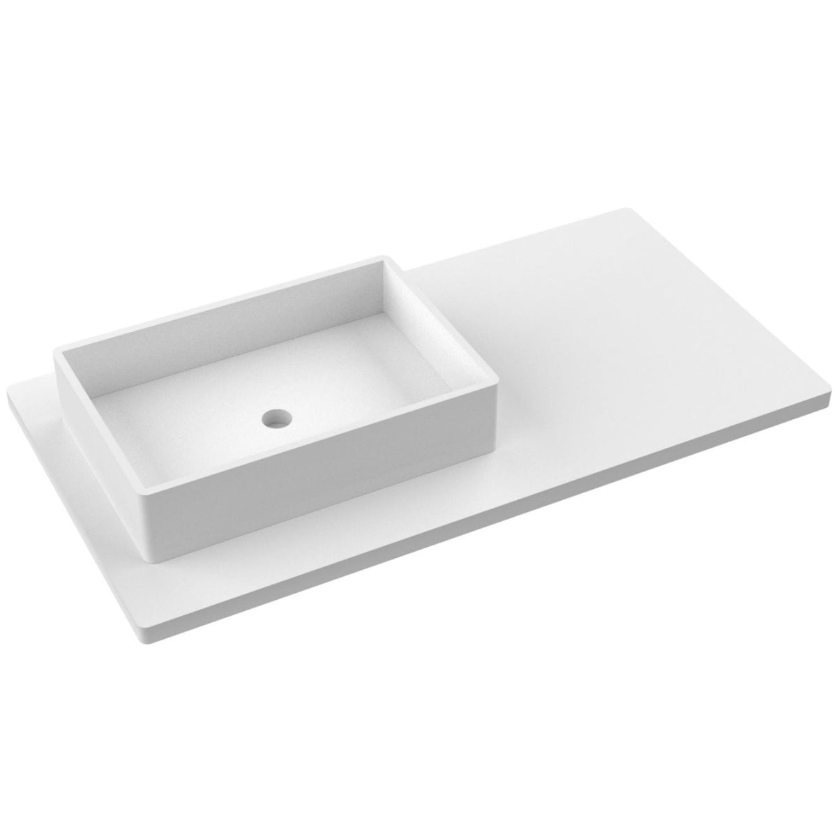 Vanderloc 43&quot; Silestone® Quartz Vanity Top Single Vigo Left Offset Sink – White Zeus – No Hole – Not Included