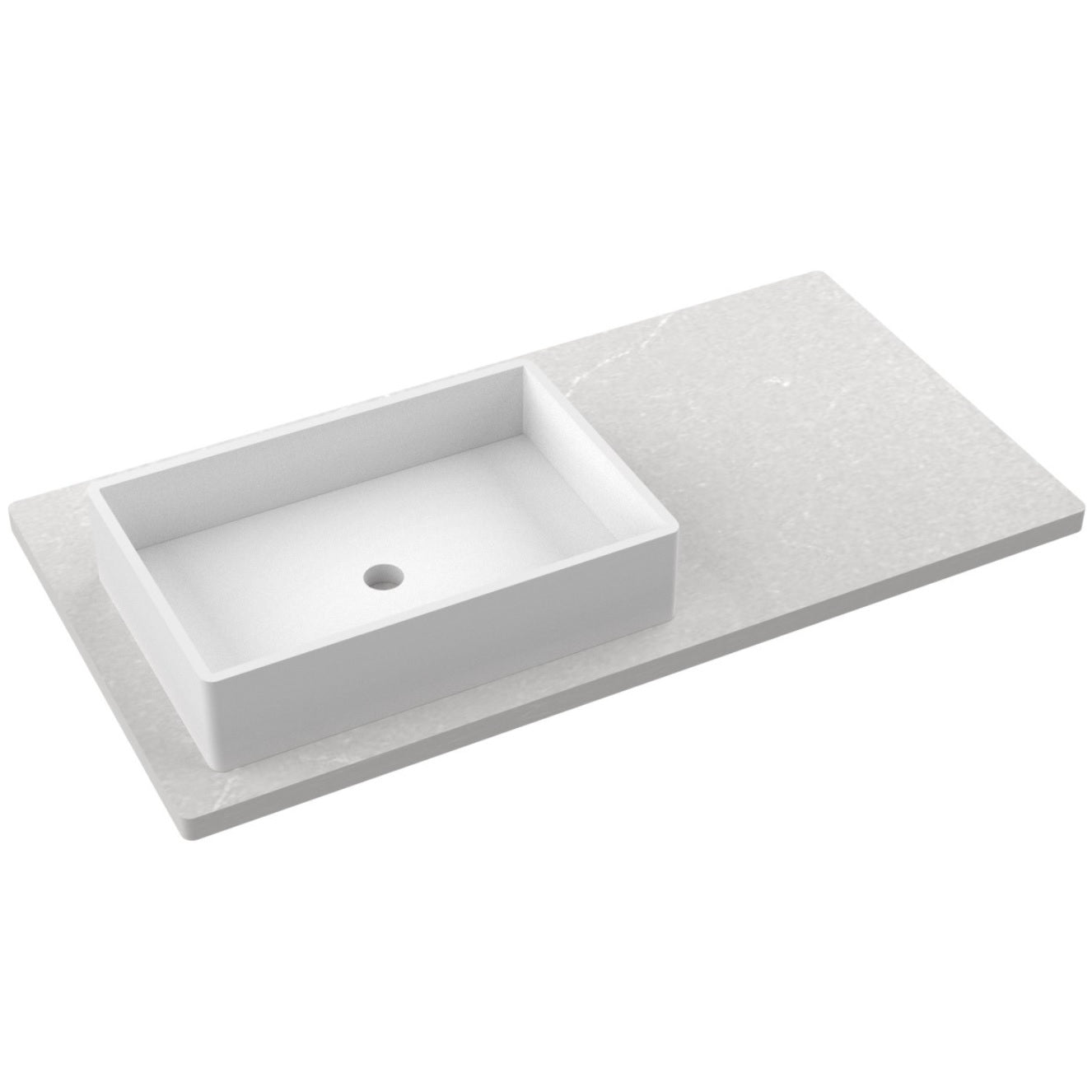 Vanderloc 43" Silestone® Quartz Vanity Top Single Vigo Left Offset Sink – Desert Silver – Single Hole – Not Included