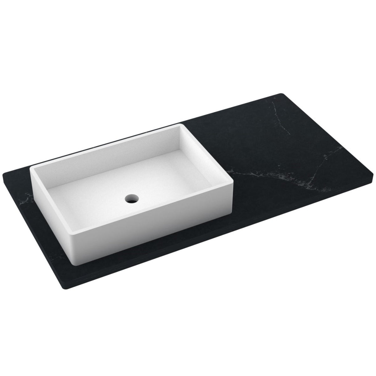 Vanderloc 43&quot; Silestone® Quartz Vanity Top Single Vigo Left Offset Sink – Eternal Charcoal – Single Hole – Not Included