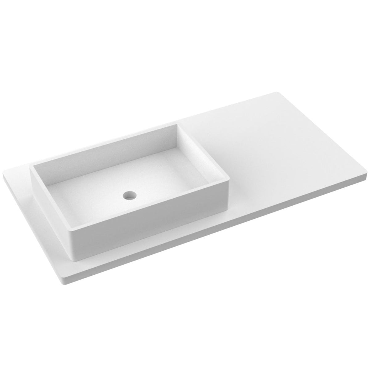 Vanderloc 43&quot; Silestone® Quartz Vanity Top Single Vigo Left Offset Sink – White Zeus – Single Hole – Not Included