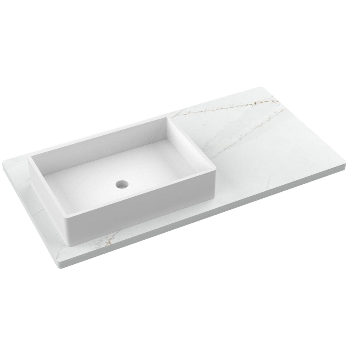 Vanderloc 43&quot; Silestone® Quartz Vanity Top Single Vigo Left Offset Sink – Ethereal Glow – Widespread – Not Included