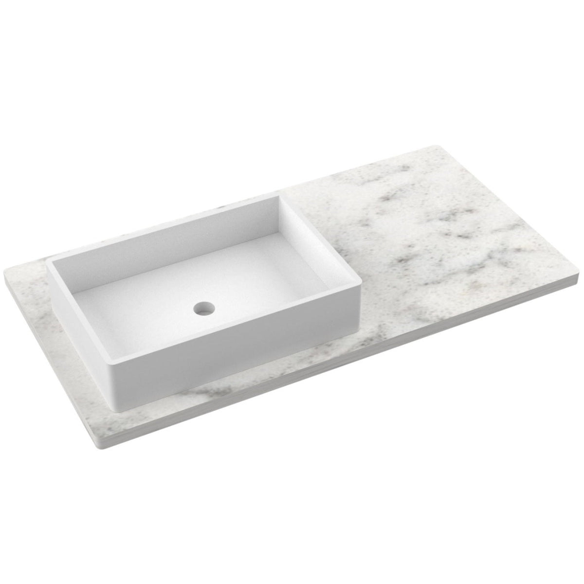 Vanderloc 43&quot; Silestone® Quartz Vanity Top Single Vigo Left Offset Sink – Helix – Widespread – Not Included