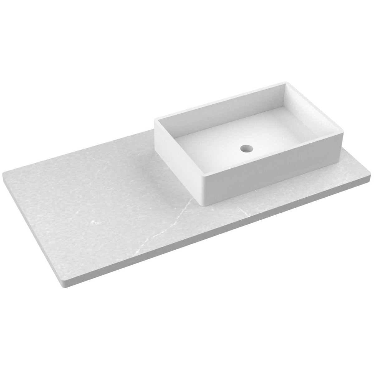 Vanderloc 43&quot; Silestone® Quartz Vanity Top Single Vigo Right Offset Sink – Desert Silver – No Hole – Not Included