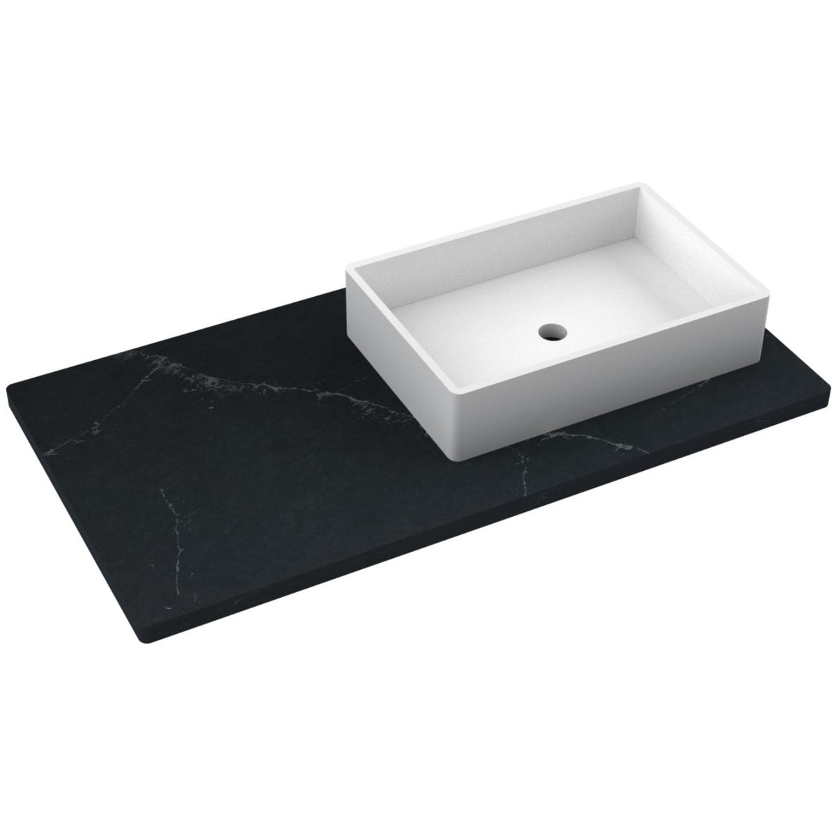 Vanderloc 43&quot; Silestone® Quartz Vanity Top Single Vigo Right Offset Sink – Eternal Charcoal – No Hole – Not Included