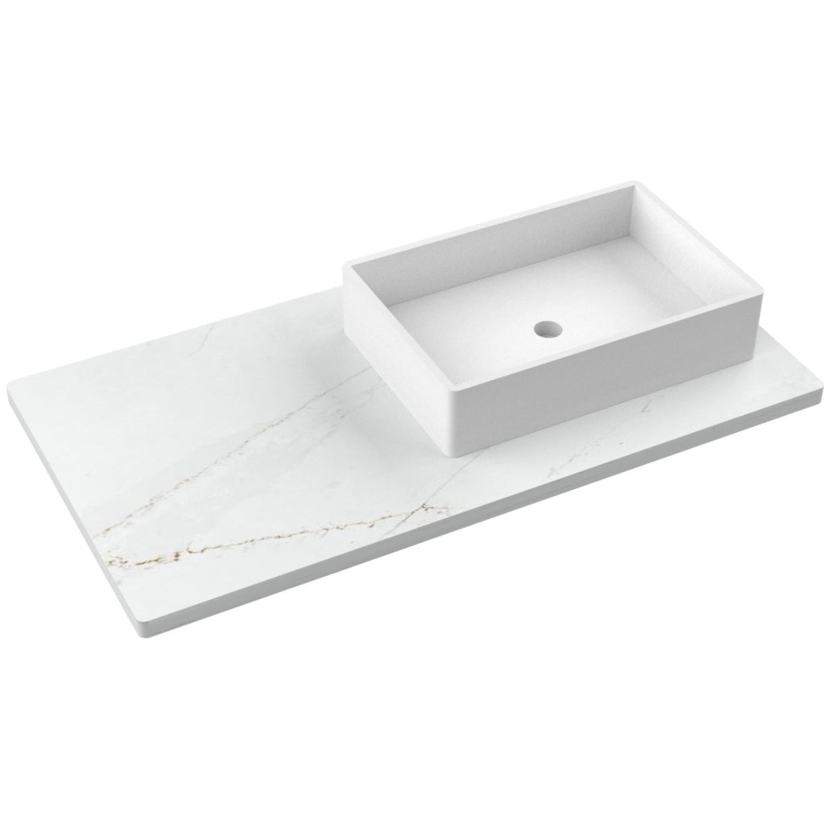 Vanderloc 43&quot; Silestone® Quartz Vanity Top Single Vigo Right Offset Sink – Ethereal Glow – No Hole – Not Included