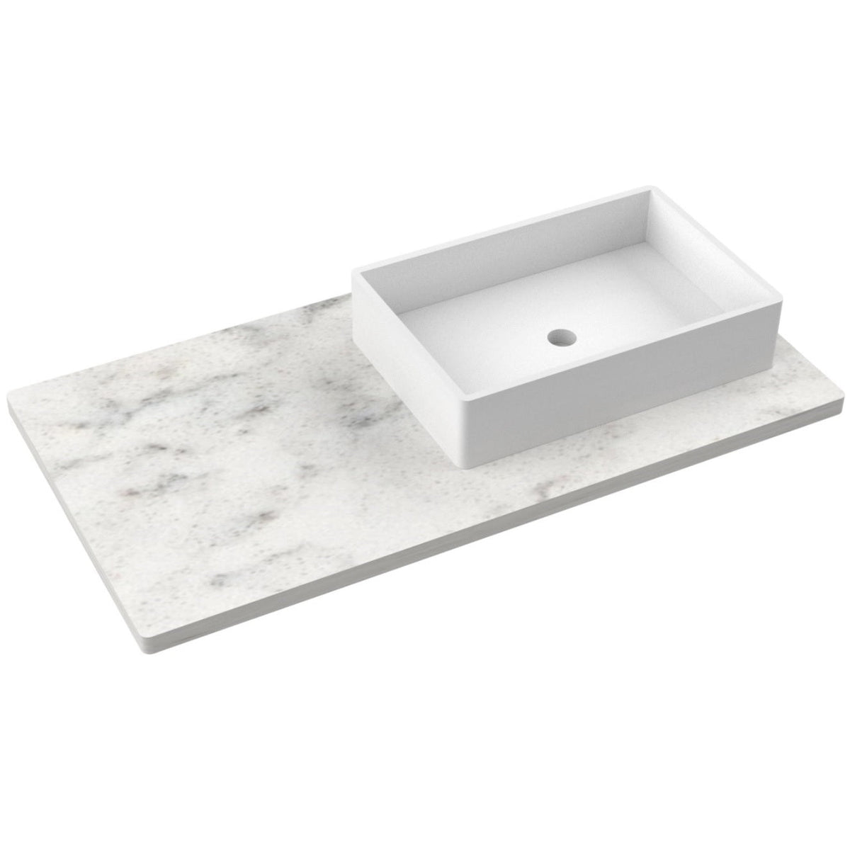 Vanderloc 43&quot; Silestone® Quartz Vanity Top Single Vigo Right Offset Sink – Helix – No Hole – Not Included
