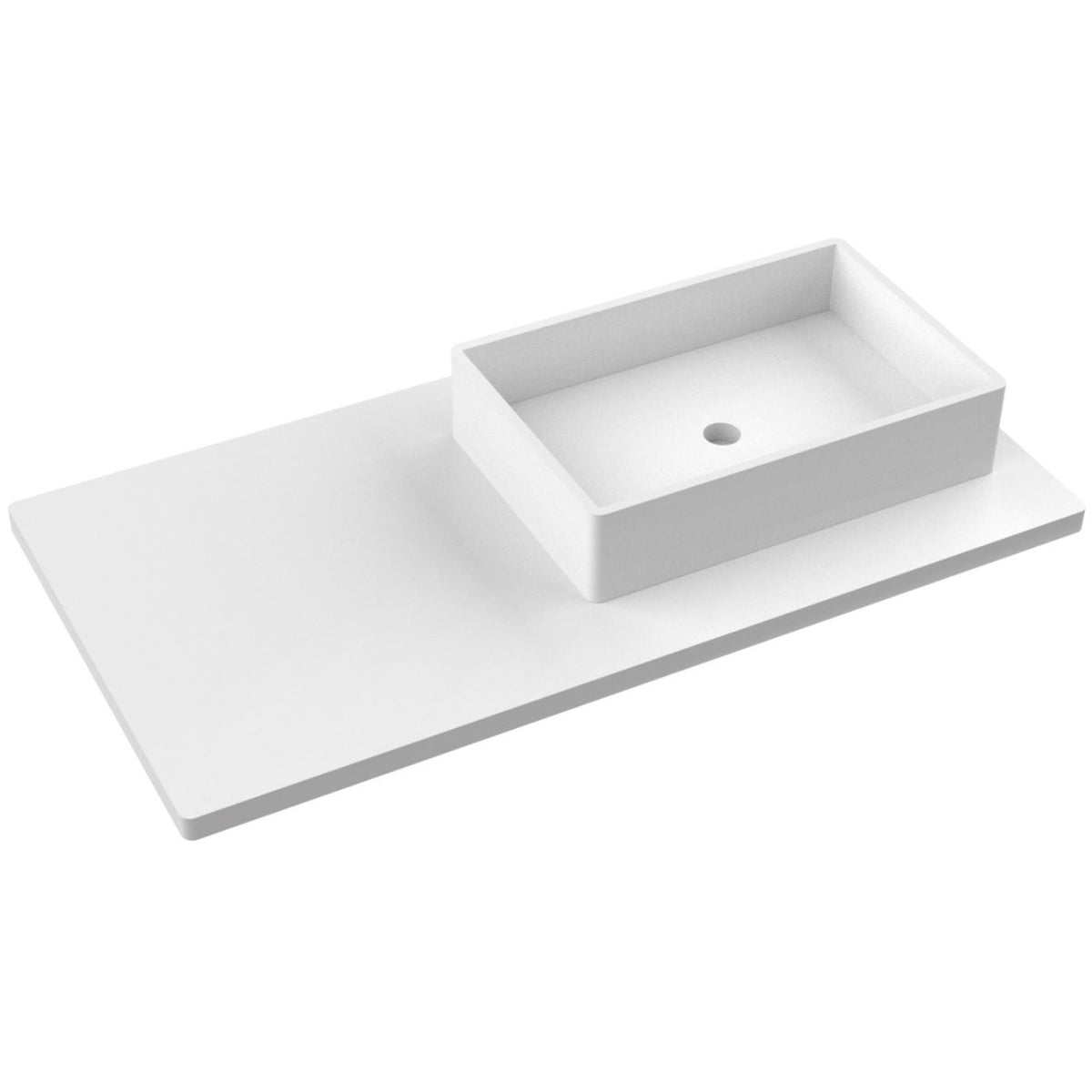 Vanderloc 43&quot; Silestone® Quartz Vanity Top Single Vigo Right Offset Sink – White Zeus – No Hole – Not Included