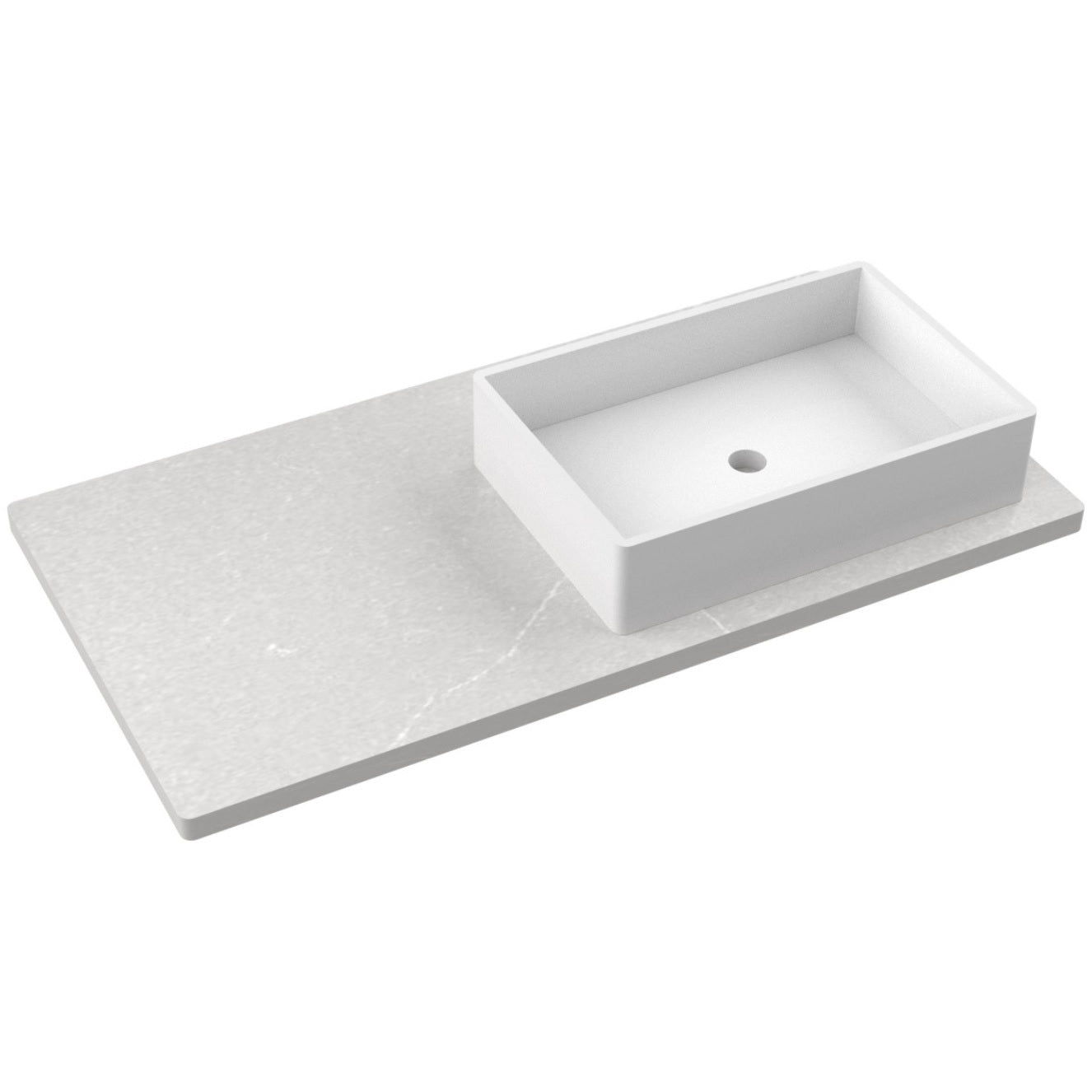 Vanderloc 43" Silestone® Quartz Vanity Top Single Vigo Right Offset Sink – Desert Silver – Single Hole – Not Included
