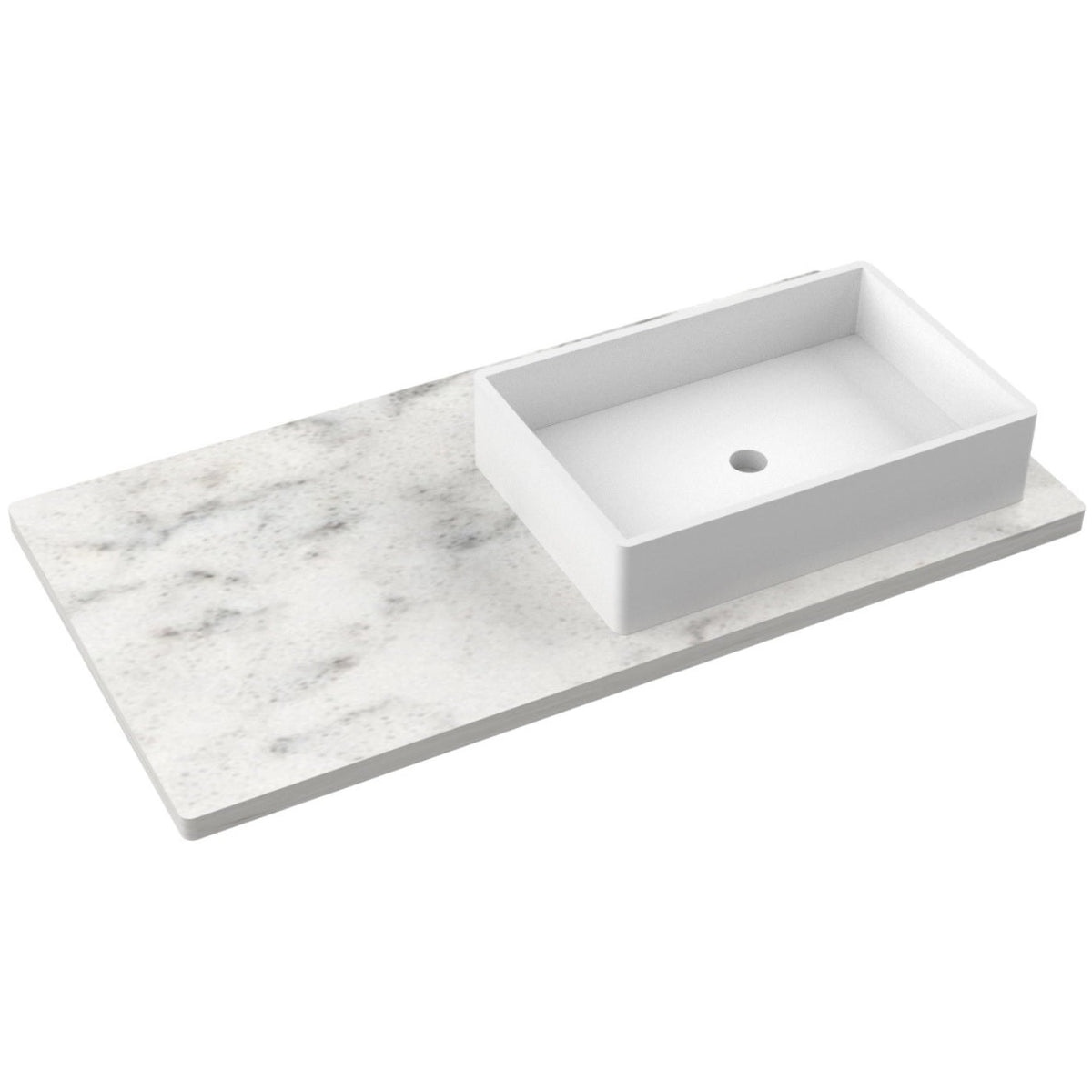 Vanderloc 43&quot; Silestone® Quartz Vanity Top Single Vigo Right Offset Sink – Helix – Single Hole – Not Included