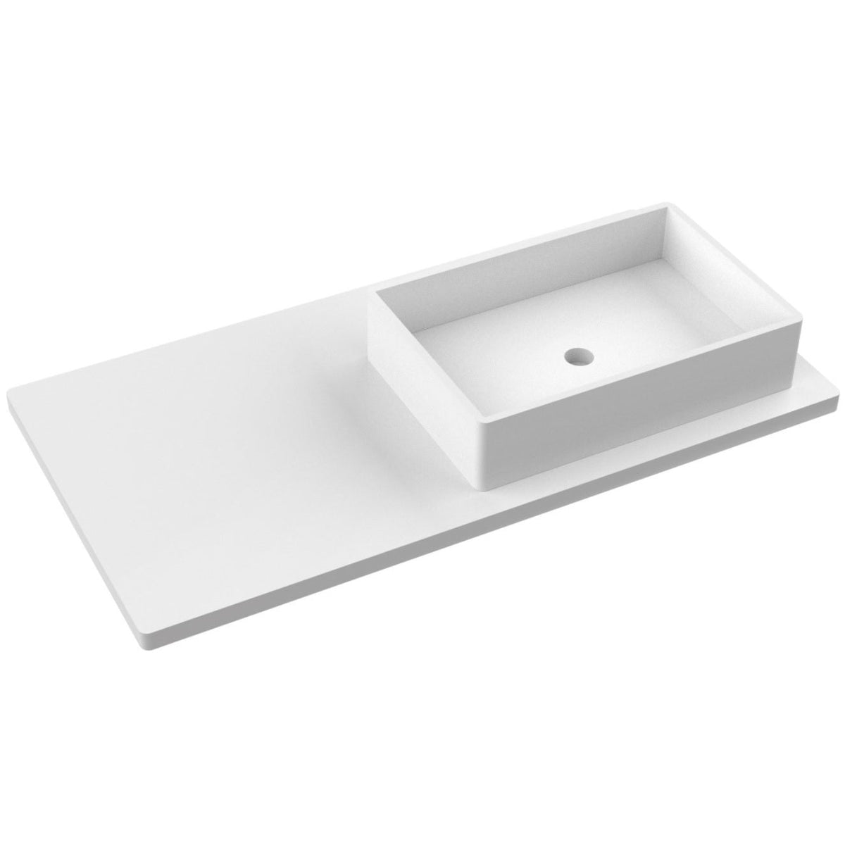 Vanderloc 43&quot; Silestone® Quartz Vanity Top Single Vigo Right Offset Sink – White Zeus – Single Hole – Not Included