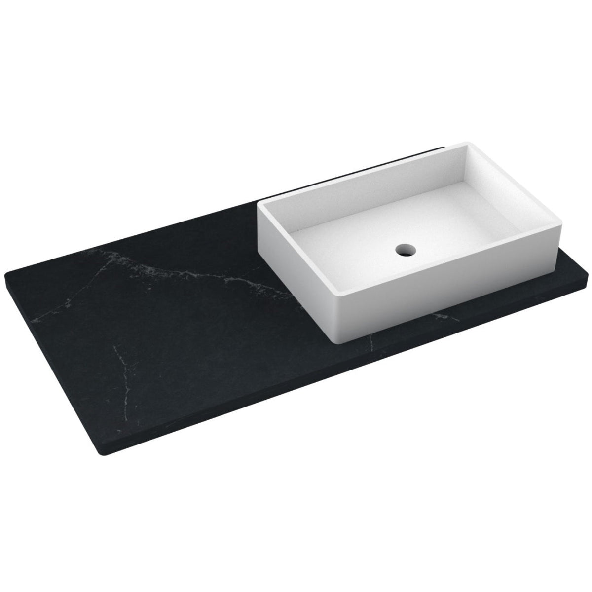 Vanderloc 43&quot; Silestone® Quartz Vanity Top Single Vigo Right Offset Sink – Eternal Charcoal – Widespread – Not Included