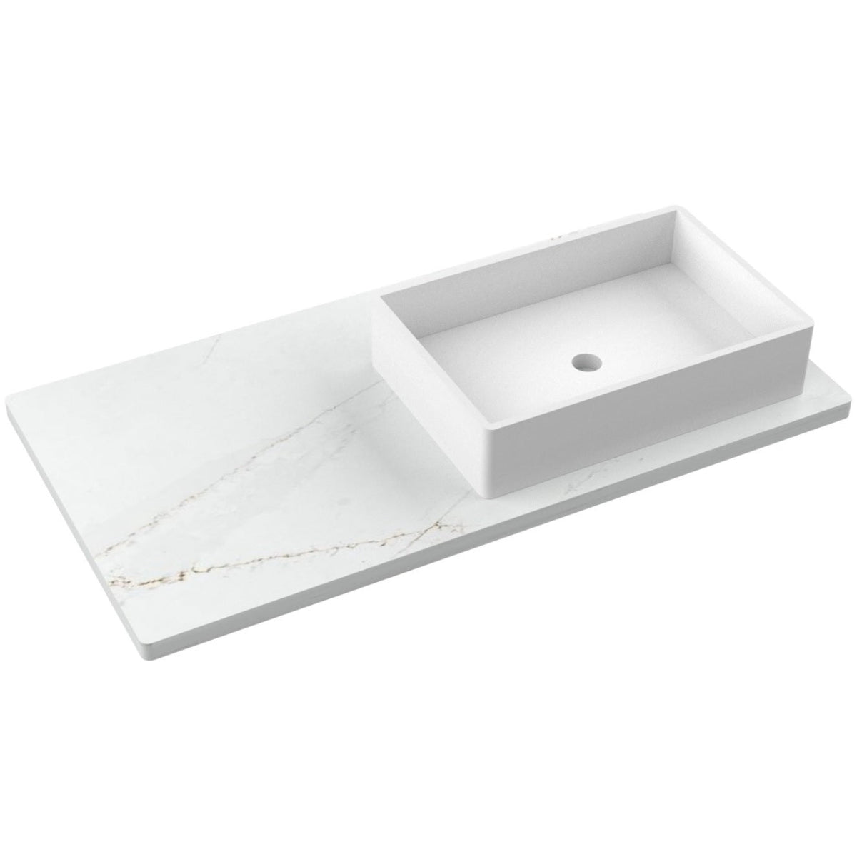 Vanderloc 43&quot; Silestone® Quartz Vanity Top Single Vigo Right Offset Sink – Ethereal Glow – Widespread – Not Included
