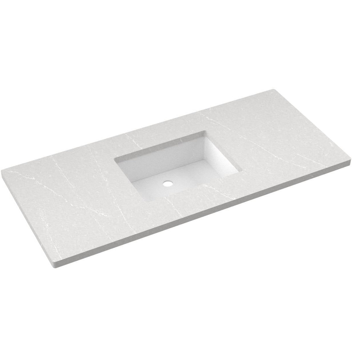 Vanderloc 49&quot; Silestone® Quartz Vanity Top Single Rectangle Centered Sink – Desert Silver – No Hole – Not Included