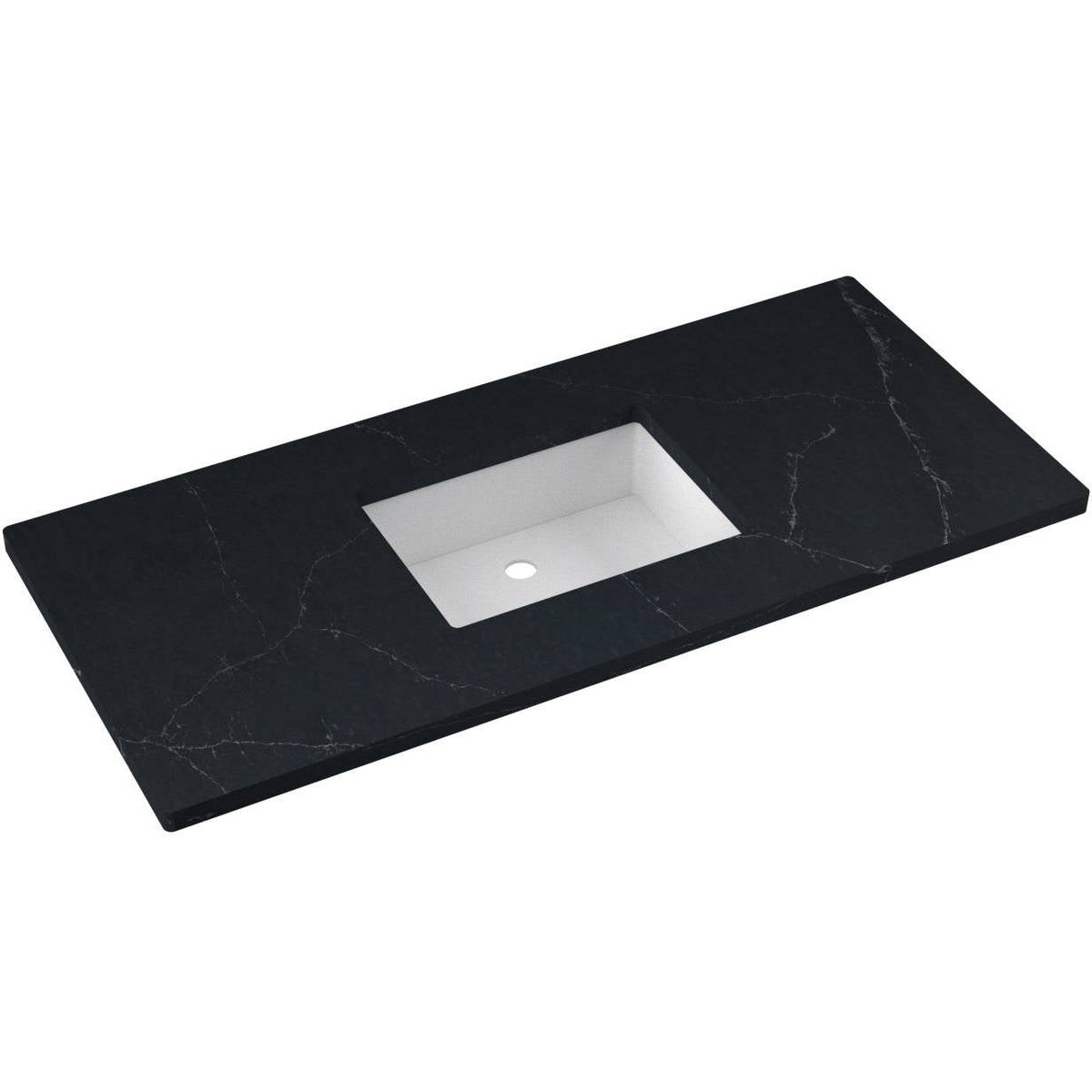 Vanderloc 49&quot; Silestone® Quartz Vanity Top Single Rectangle Centered Sink – Eternal Charcoal – No Hole – Not Included