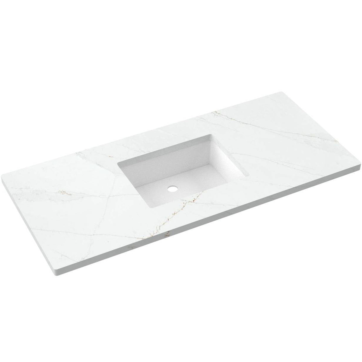 Vanderloc 49&quot; Silestone® Quartz Vanity Top Single Rectangle Centered Sink – Ethereal Glow – No Hole – Not Included