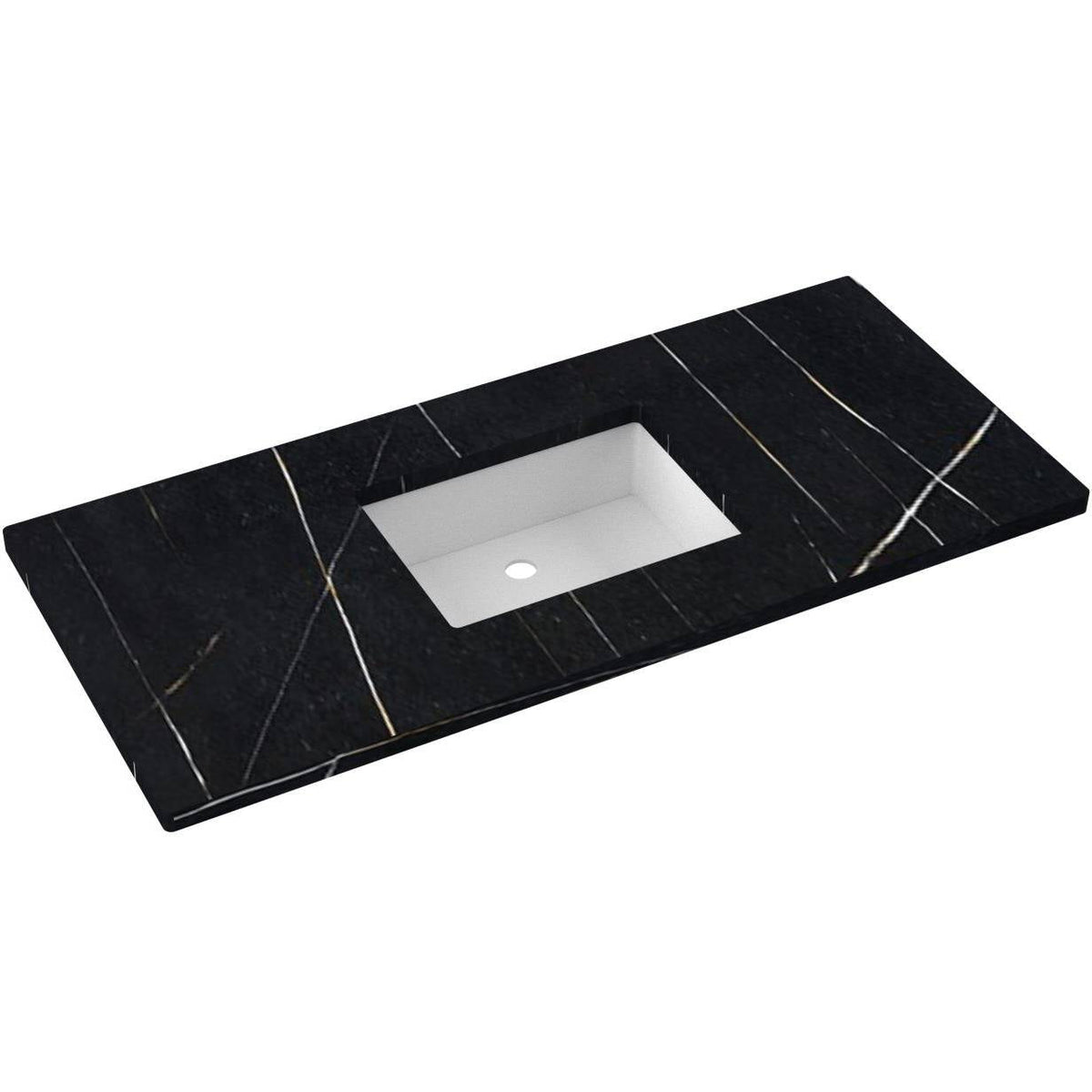 Vanderloc 49&quot; Silestone® Quartz Vanity Top Single Rectangle Centered Sink – Eternal Noir – No Hole – Not Included