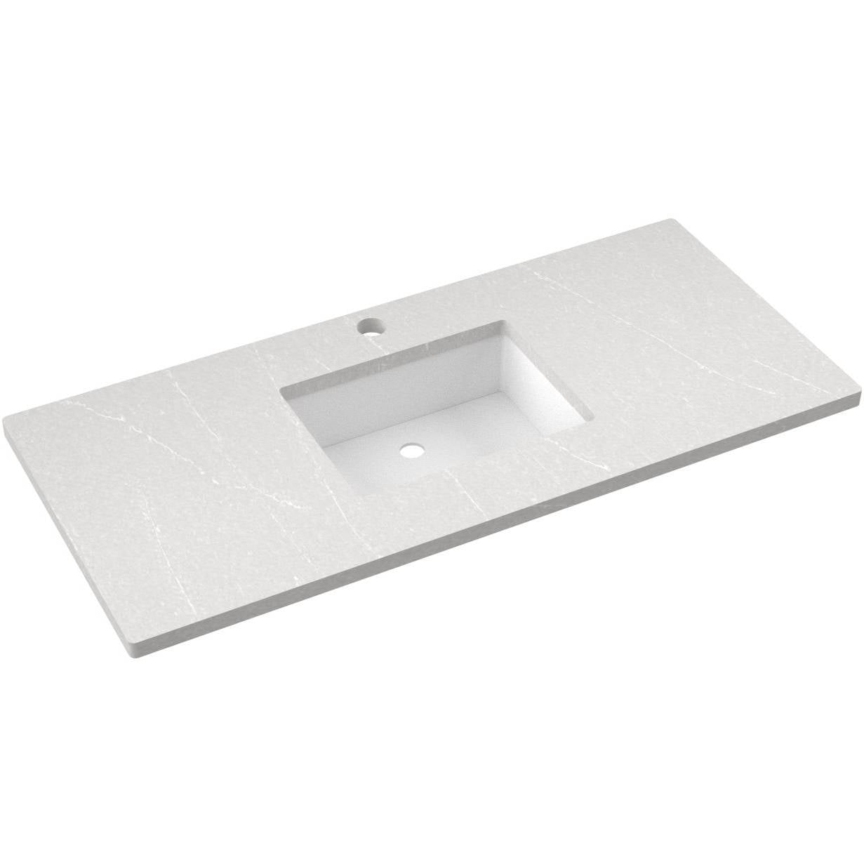 Vanderloc 49" Silestone® Quartz Vanity Top Single Rectangle Centered Sink – Desert Silver – Single Hole – Not Included