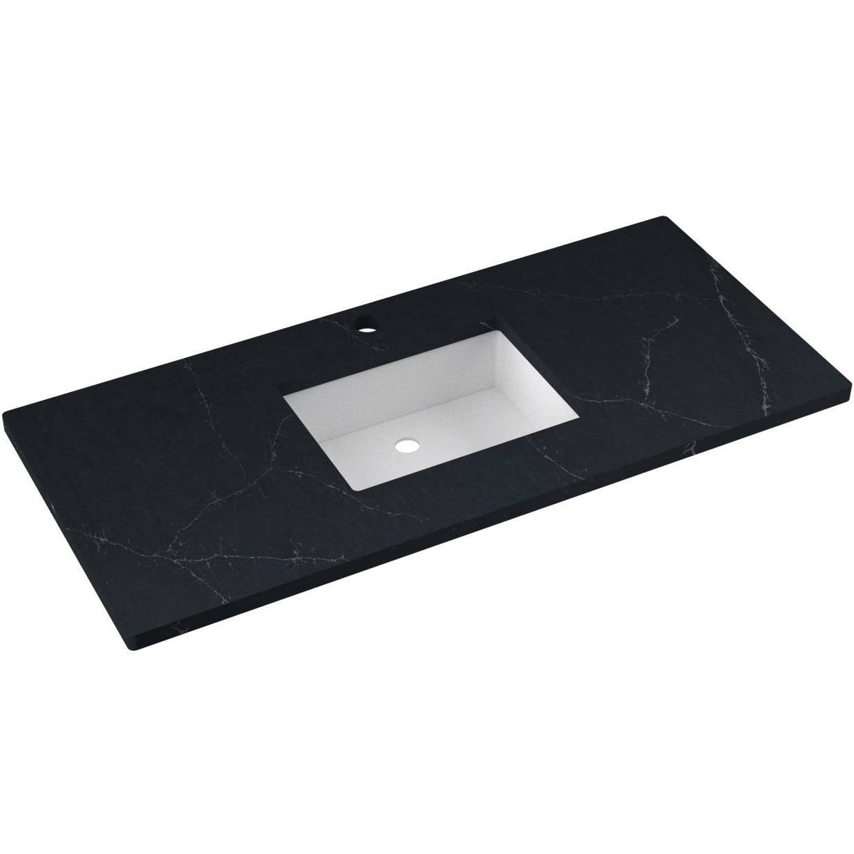 Vanderloc 49&quot; Silestone® Quartz Vanity Top Single Rectangle Centered Sink – Eternal Charcoal – Single Hole – Not Included