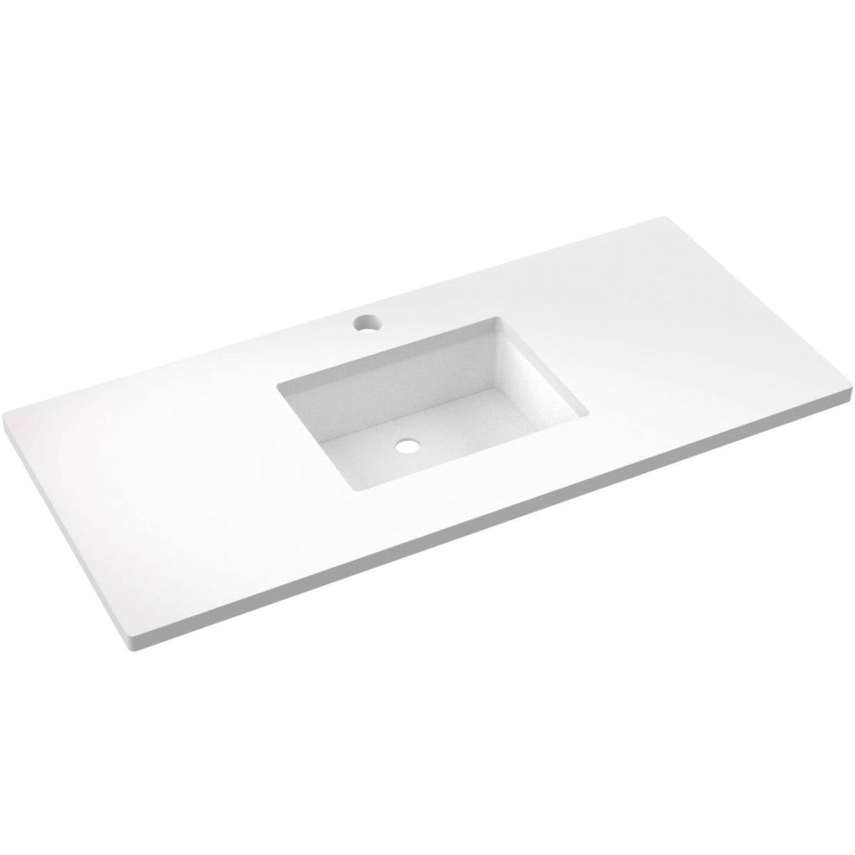 Vanderloc 49&quot; Silestone® Quartz Vanity Top Single Rectangle Centered Sink – White Zeus – Single Hole – Not Included