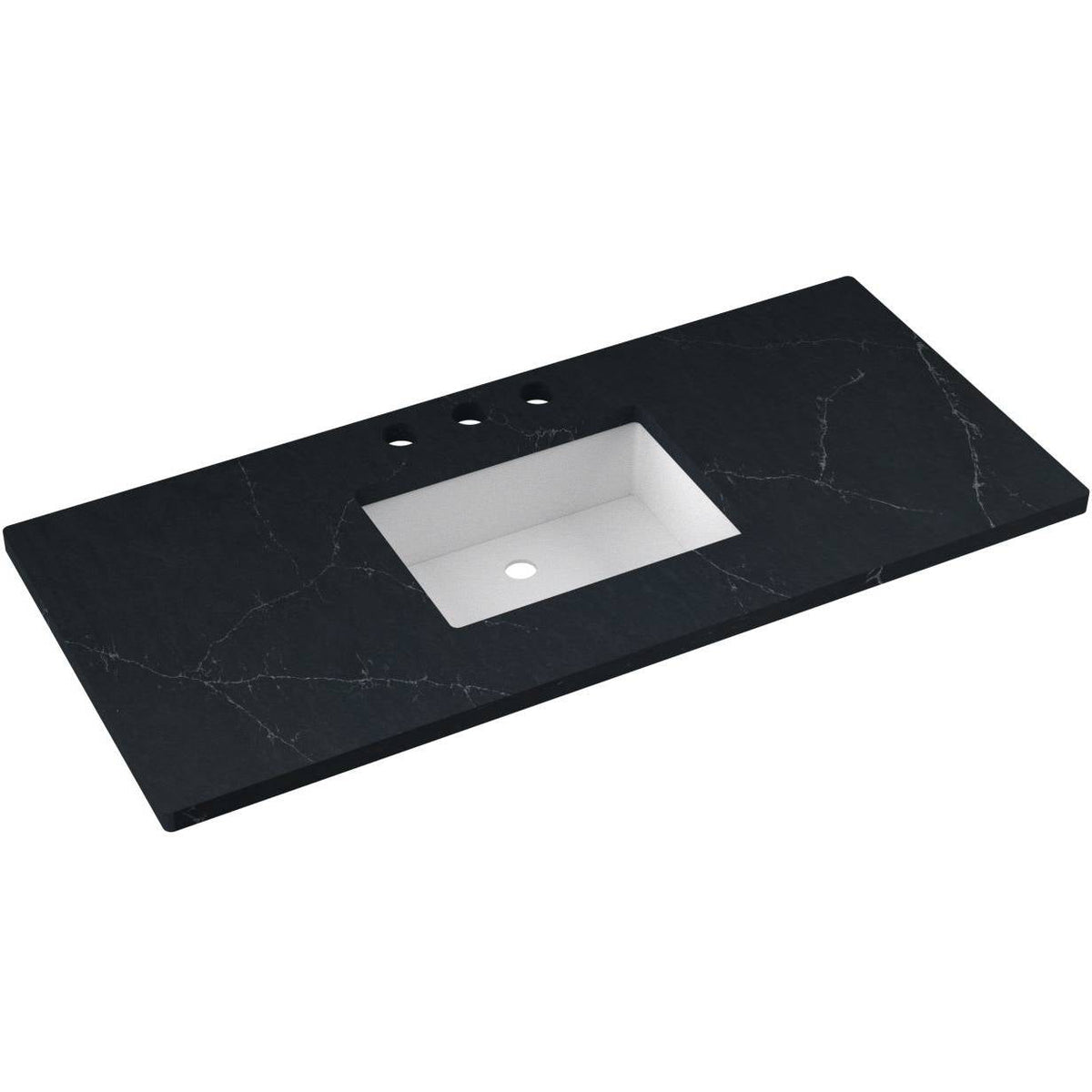 Vanderloc 49&quot; Silestone® Quartz Vanity Top Single Rectangle Centered Sink – Eternal Charcoal – Widespread – Not Included