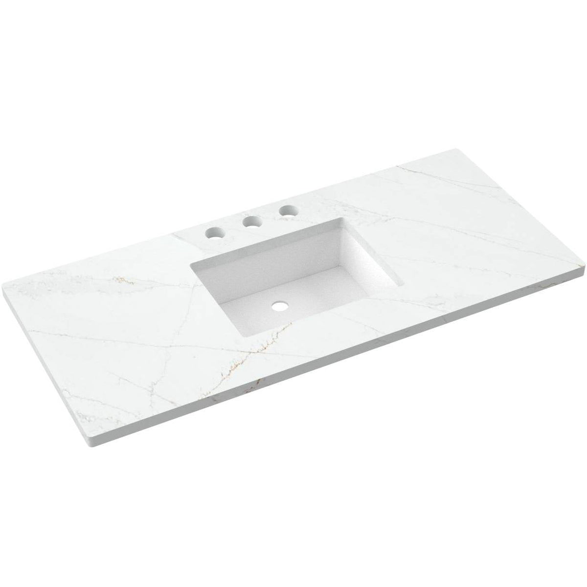 Vanderloc 49&quot; Silestone® Quartz Vanity Top Single Rectangle Centered Sink – Ethereal Glow – Widespread – Not Included