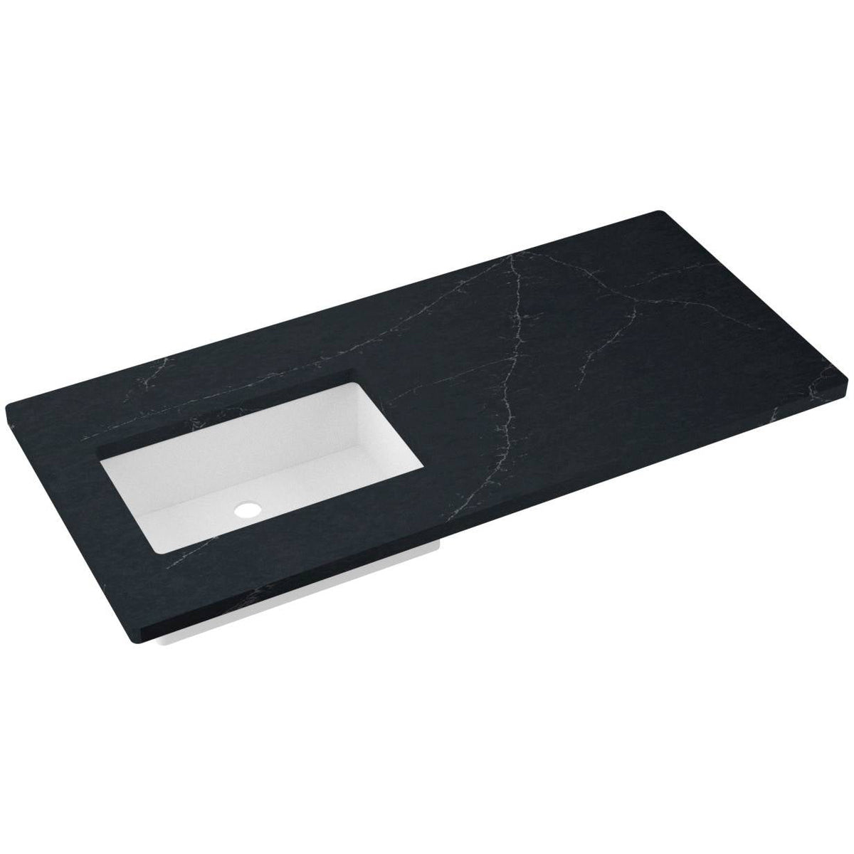 Vanderloc 49&quot; Silestone® Quartz Vanity Top Single Rectangle Left Offset Sink – Eternal Charcoal – No Hole – Not Included