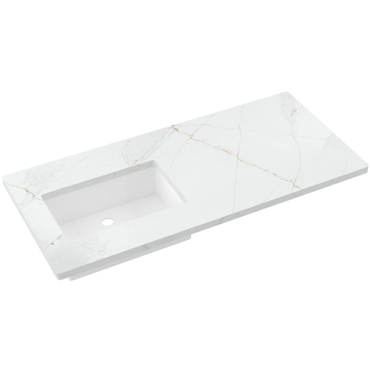 Vanderloc 49&quot; Silestone® Quartz Vanity Top Single Rectangle Left Offset Sink – Ethereal Glow – No Hole – Not Included