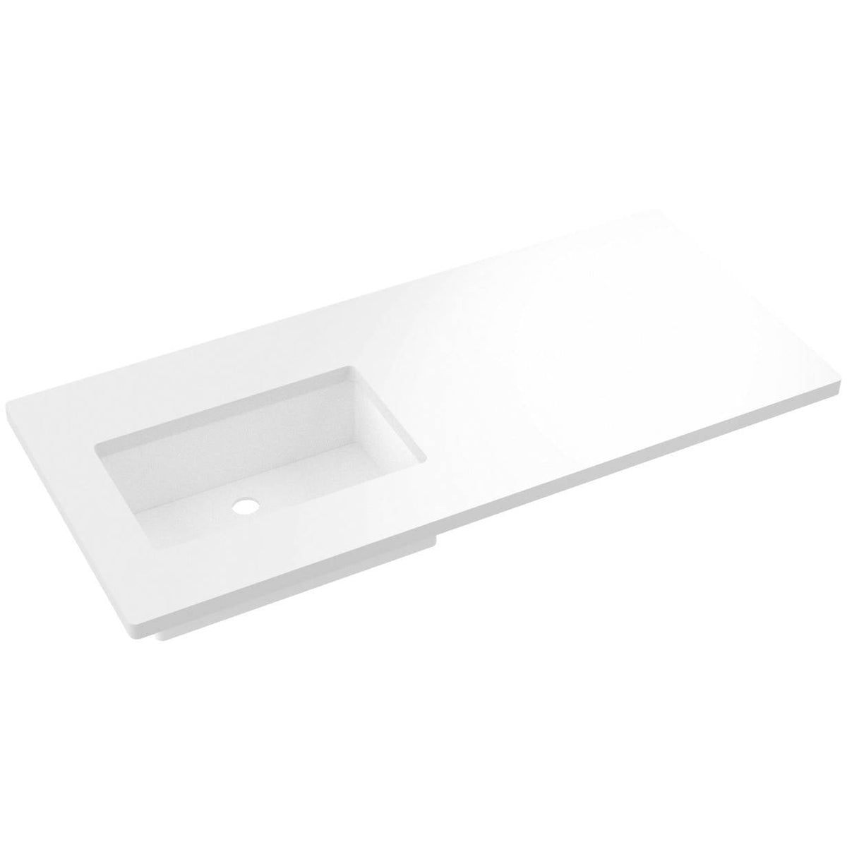 Vanderloc 49&quot; Silestone® Quartz Vanity Top Single Rectangle Left Offset Sink – White Zeus – No Hole – Not Included