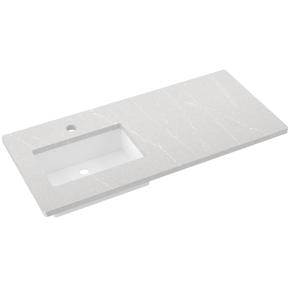 Vanderloc 49" Silestone® Quartz Vanity Top Single Rectangle Left Offset Sink – Desert Silver – Single Hole – Not Included