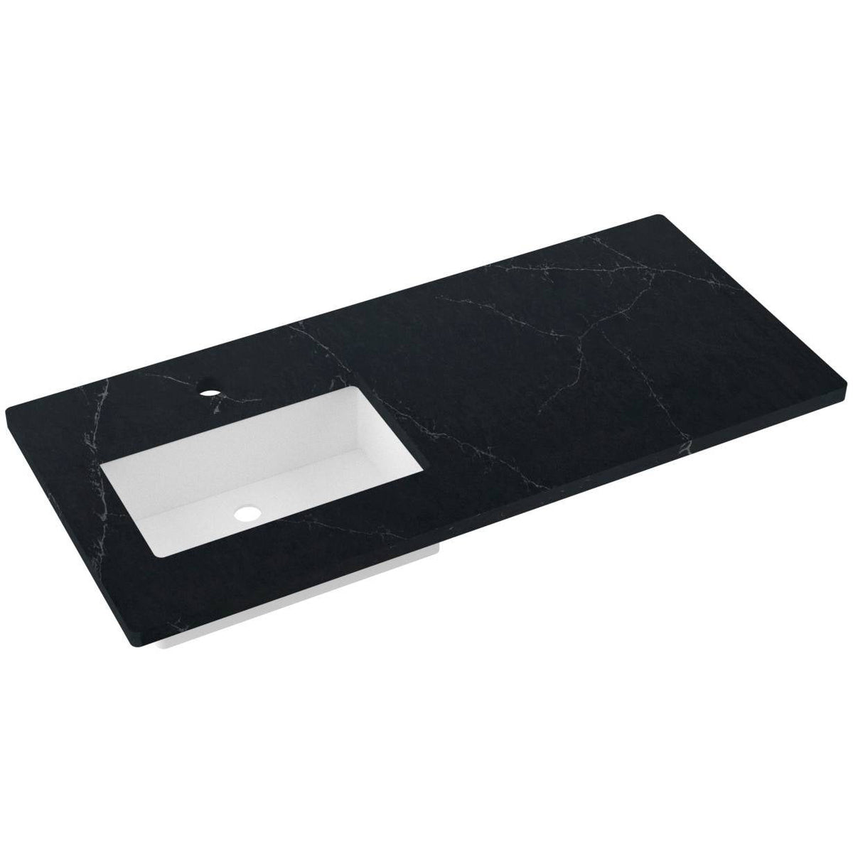 Vanderloc 49&quot; Silestone® Quartz Vanity Top Single Rectangle Left Offset Sink – Eternal Charcoal – Single Hole – Not Included