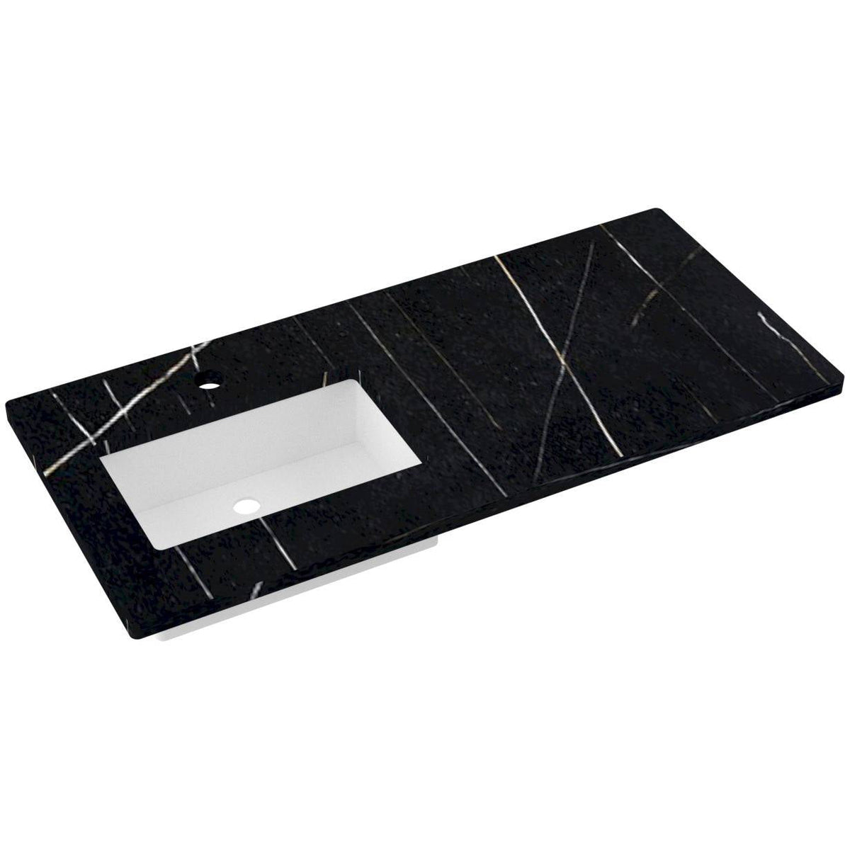 Vanderloc 49&quot; Silestone® Quartz Vanity Top Single Rectangle Left Offset Sink – Eternal Noir – Single Hole – Not Included