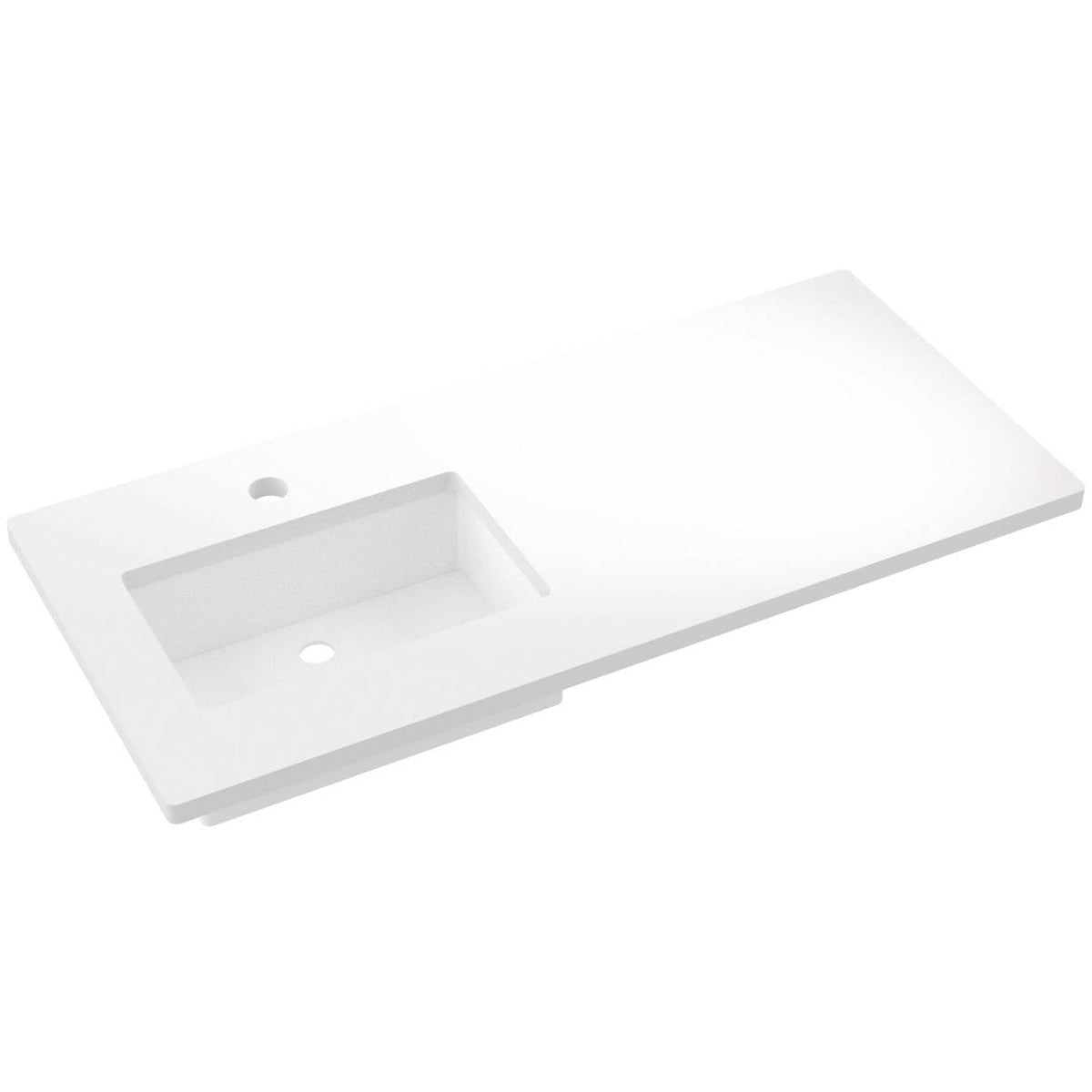 Vanderloc 49&quot; Silestone® Quartz Vanity Top Single Rectangle Left Offset Sink – White Zeus – Single Hole – Not Included
