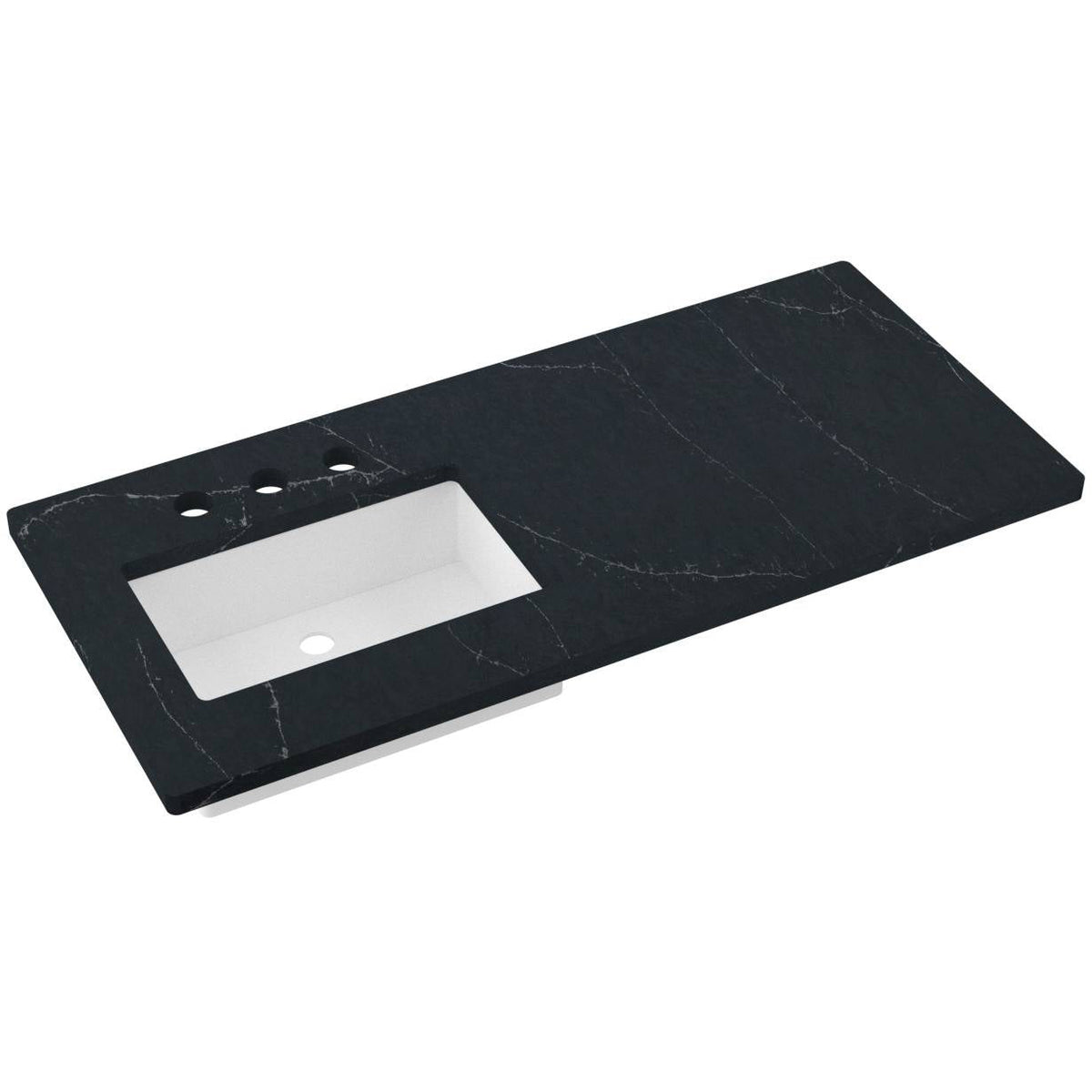 Vanderloc 49&quot; Silestone® Quartz Vanity Top Single Rectangle Left Offset Sink – Eternal Charcoal – Widespread – Not Included