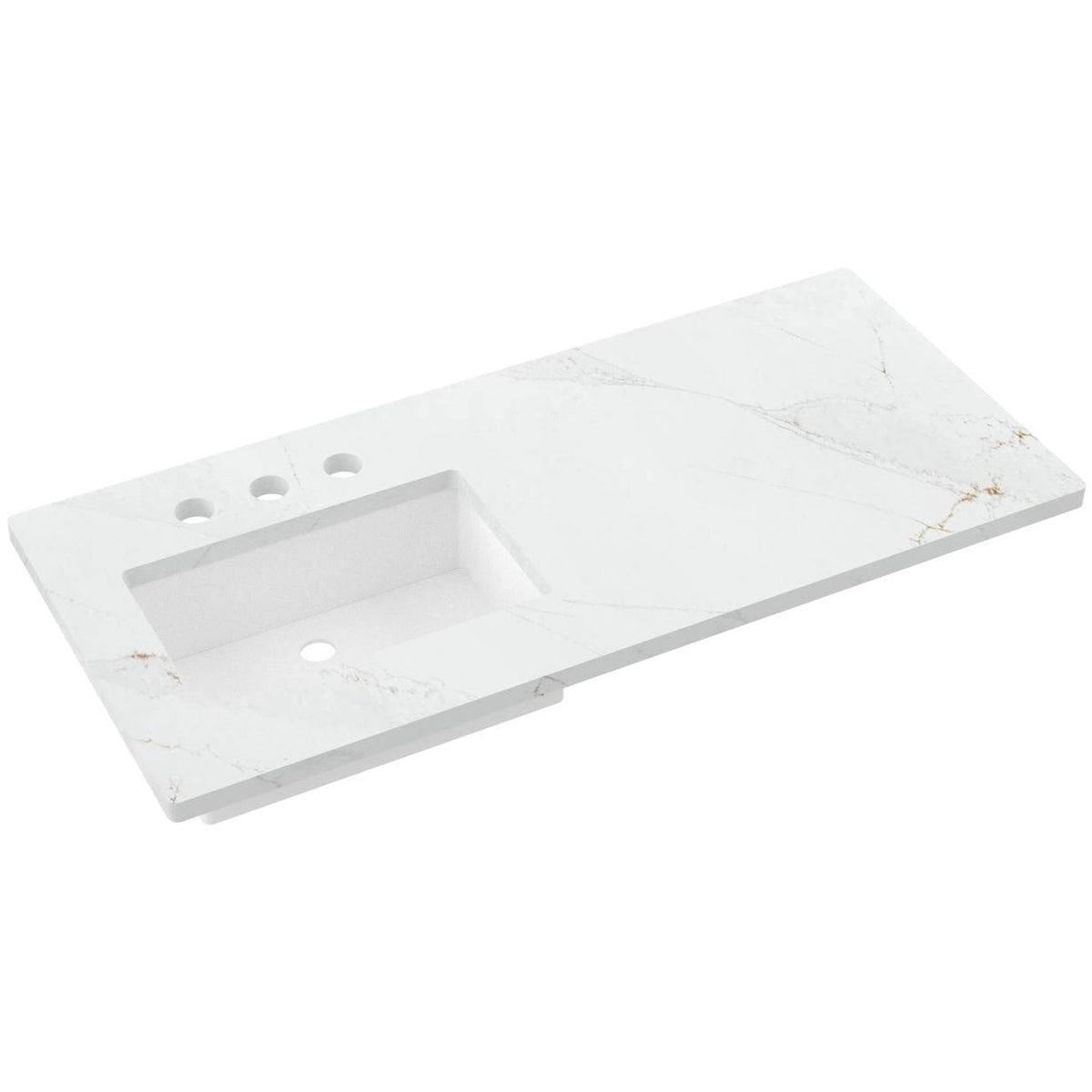 Vanderloc 49&quot; Silestone® Quartz Vanity Top Single Rectangle Left Offset Sink – Ethereal Glow – Widespread – Not Included