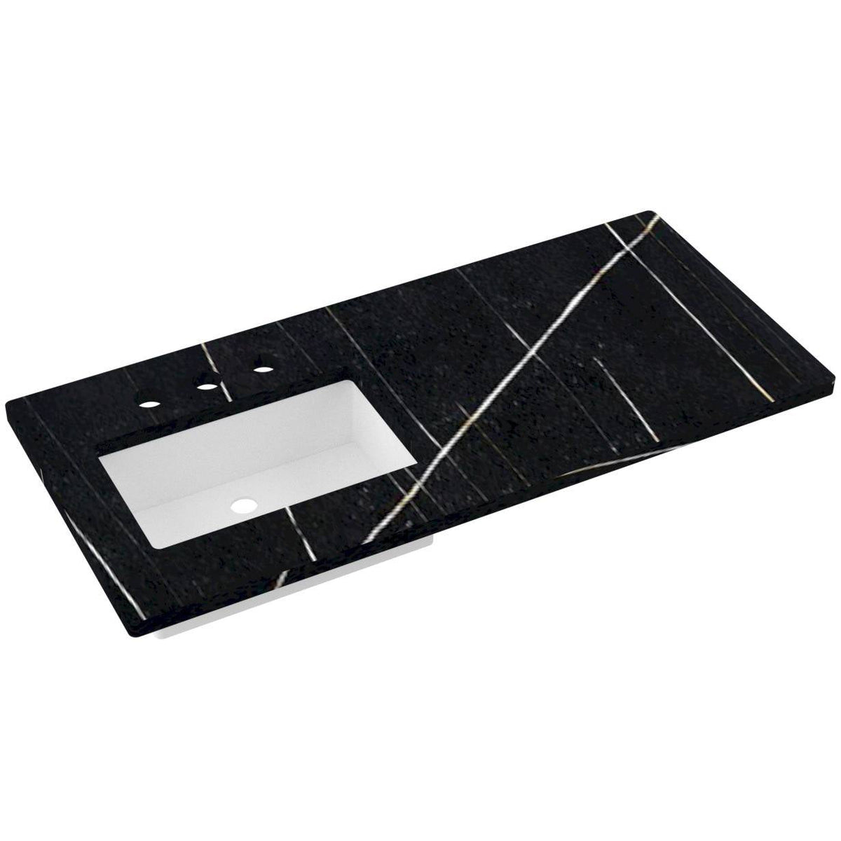 Vanderloc 49&quot; Silestone® Quartz Vanity Top Single Rectangle Left Offset Sink – Eternal Noir – Widespread – Not Included