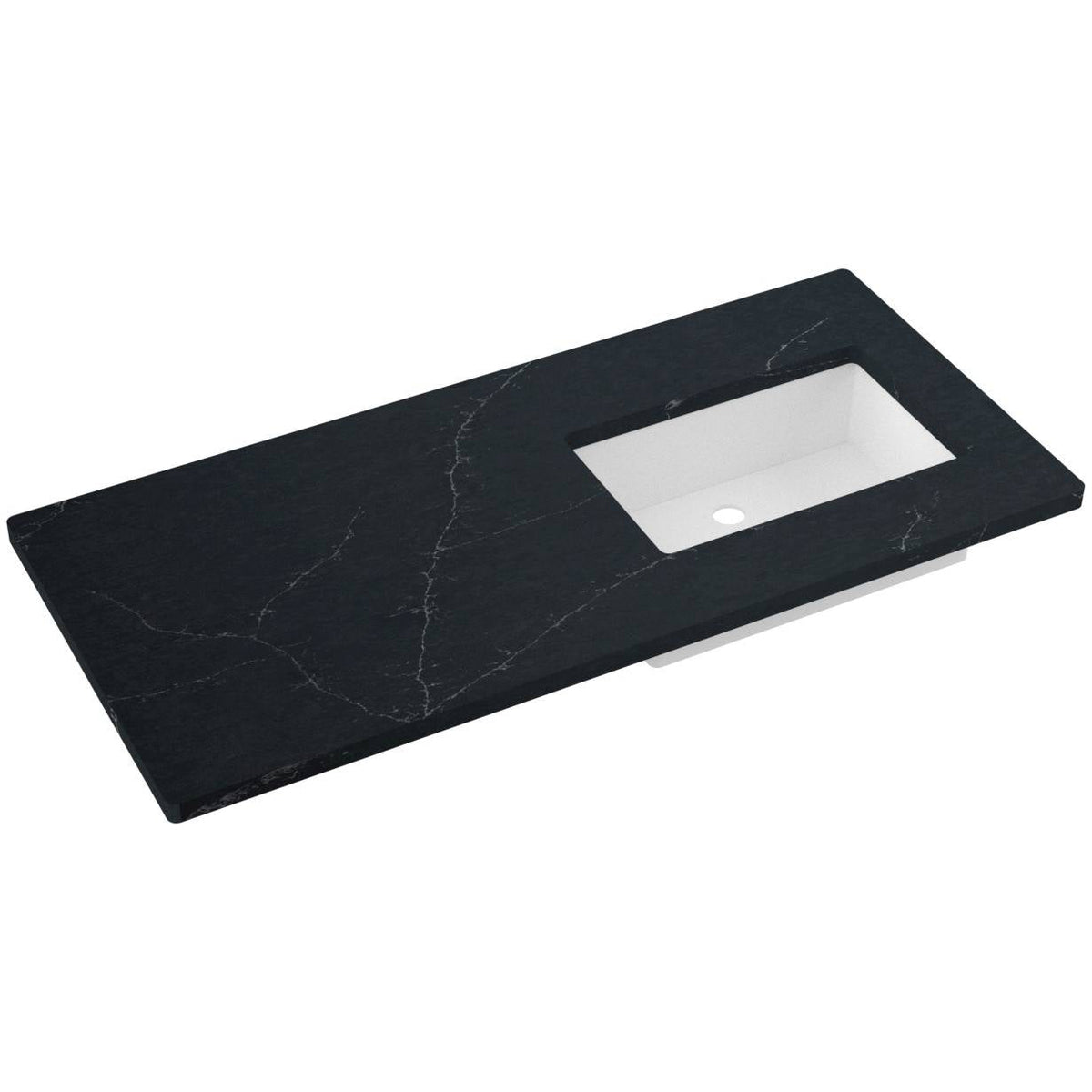 Vanderloc 49&quot; Silestone® Quartz Vanity Top Single Rectangle Right Offset Sink – Eternal Charcoal – No Hole – Not Included