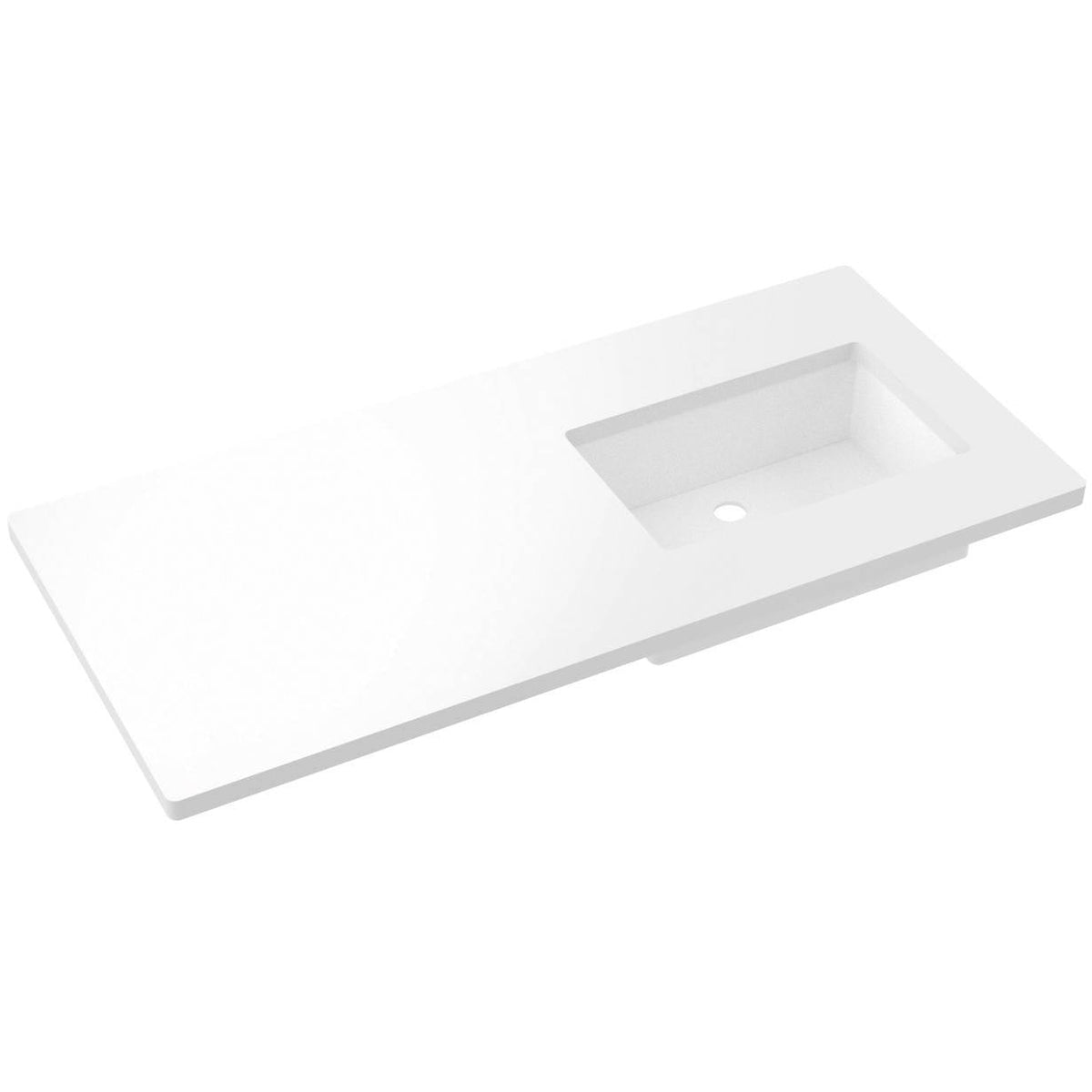 Vanderloc 49&quot; Silestone® Quartz Vanity Top Single Rectangle Right Offset Sink – White Zeus – No Hole – Not Included
