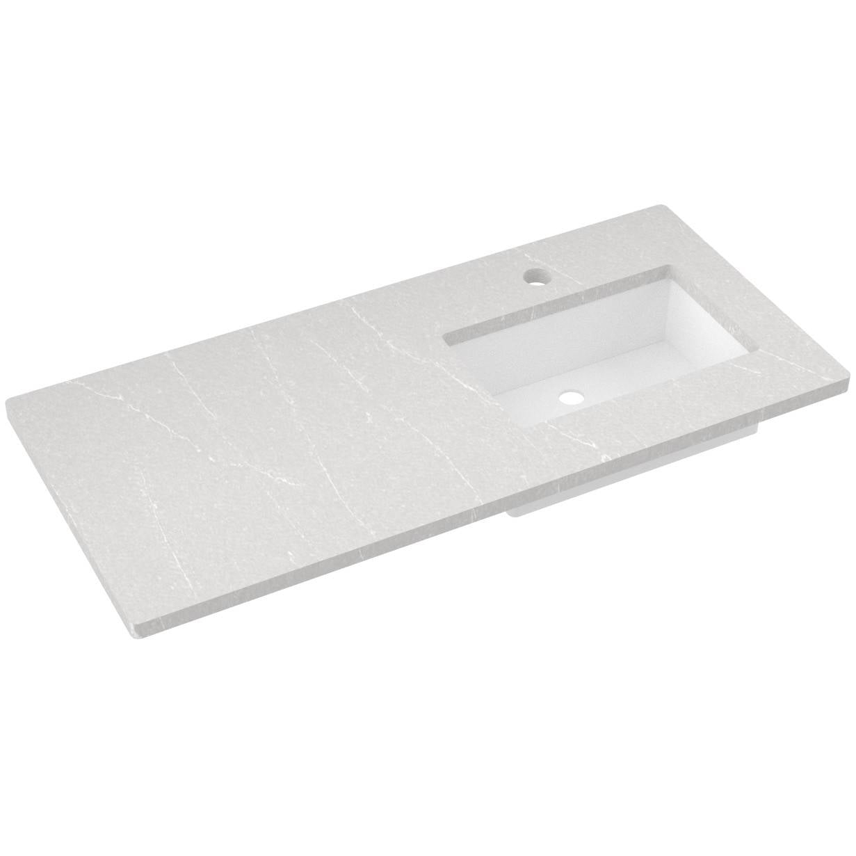 Vanderloc 49" Silestone® Quartz Vanity Top Single Rectangle Right Offset Sink – Desert Silver – Single Hole – Not Included