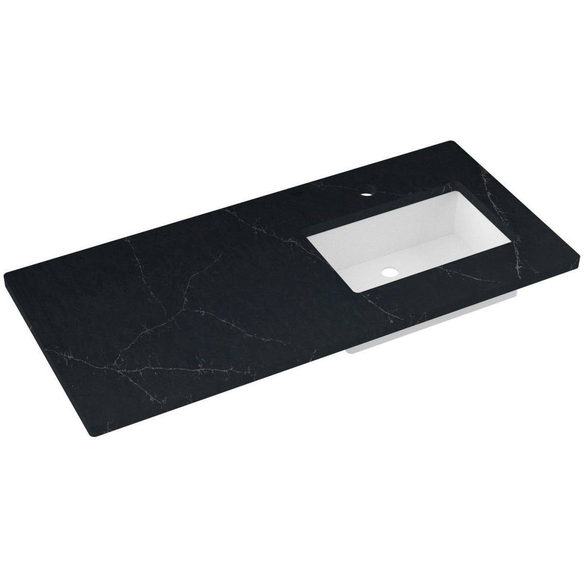 Vanderloc 49&quot; Silestone® Quartz Vanity Top Single Rectangle Right Offset Sink – Eternal Charcoal – Single Hole – Not Included