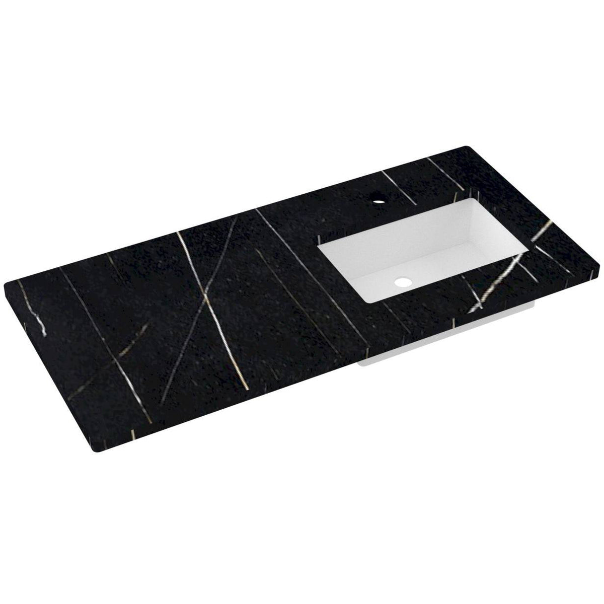 Vanderloc 49&quot; Silestone® Quartz Vanity Top Single Rectangle Right Offset Sink – Eternal Noir – Single Hole – Not Included