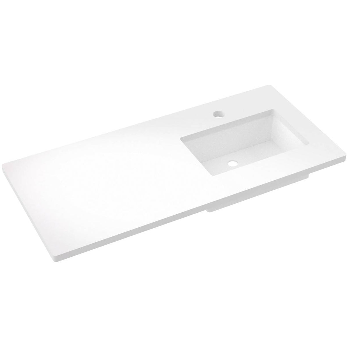 Vanderloc 49&quot; Silestone® Quartz Vanity Top Single Rectangle Right Offset Sink – White Zeus – Single Hole – Not Included