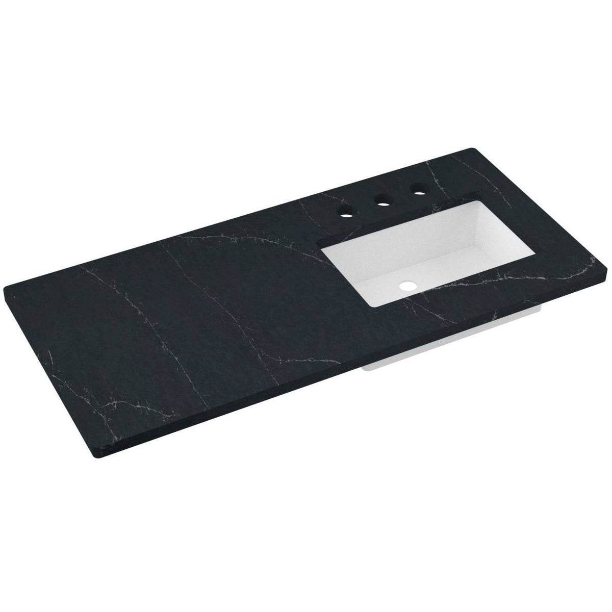 Vanderloc 49&quot; Silestone® Quartz Vanity Top Single Rectangle Right Offset Sink – Eternal Charcoal – Widespread – Not Included