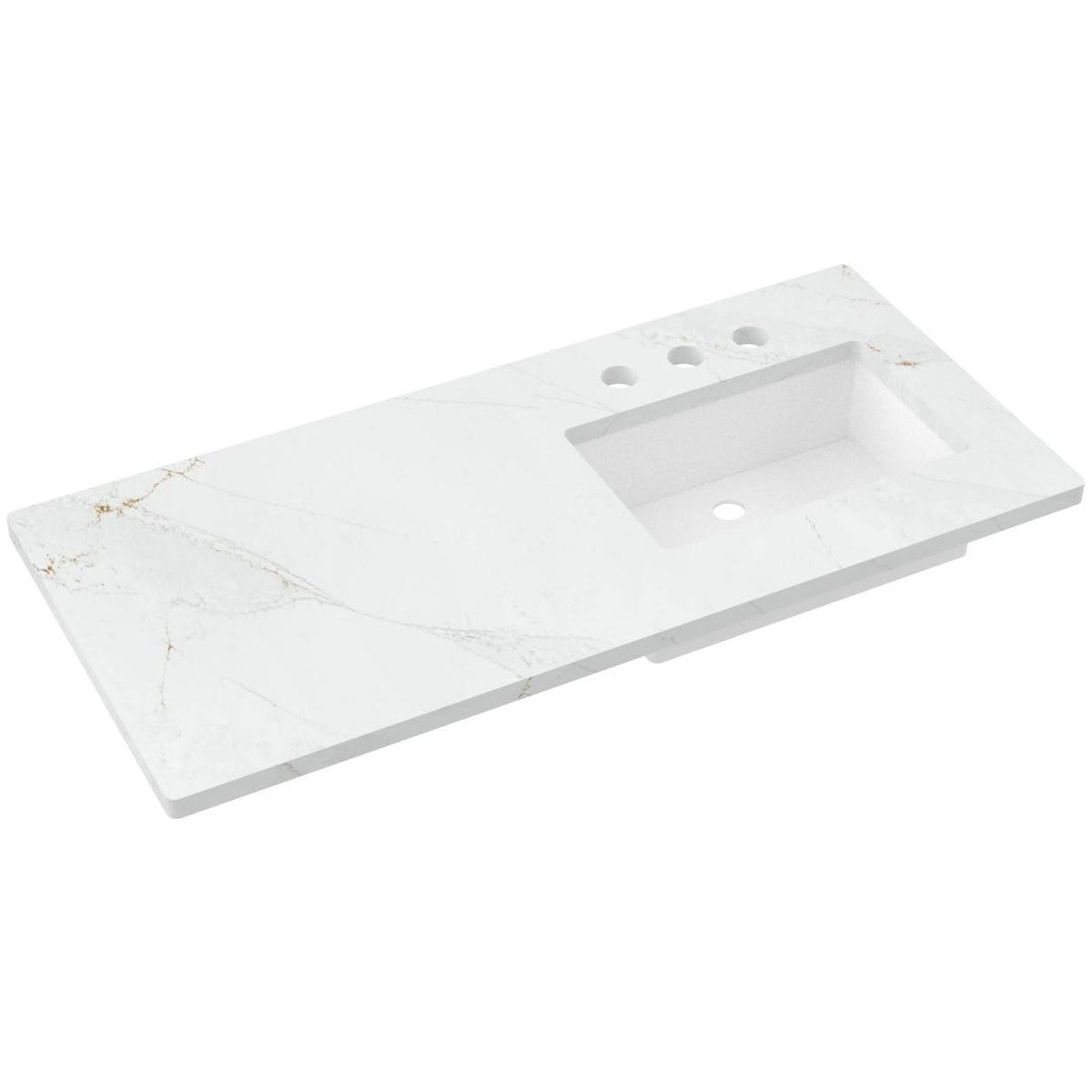 Vanderloc 49&quot; Silestone® Quartz Vanity Top Single Rectangle Right Offset Sink – Ethereal Glow – Widespread – Not Included