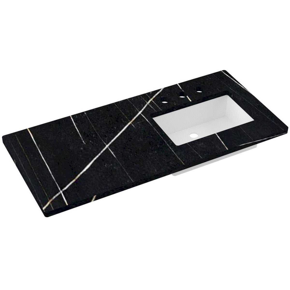 Vanderloc 49&quot; Silestone® Quartz Vanity Top Single Rectangle Right Offset Sink – Eternal Noir – Widespread – Not Included